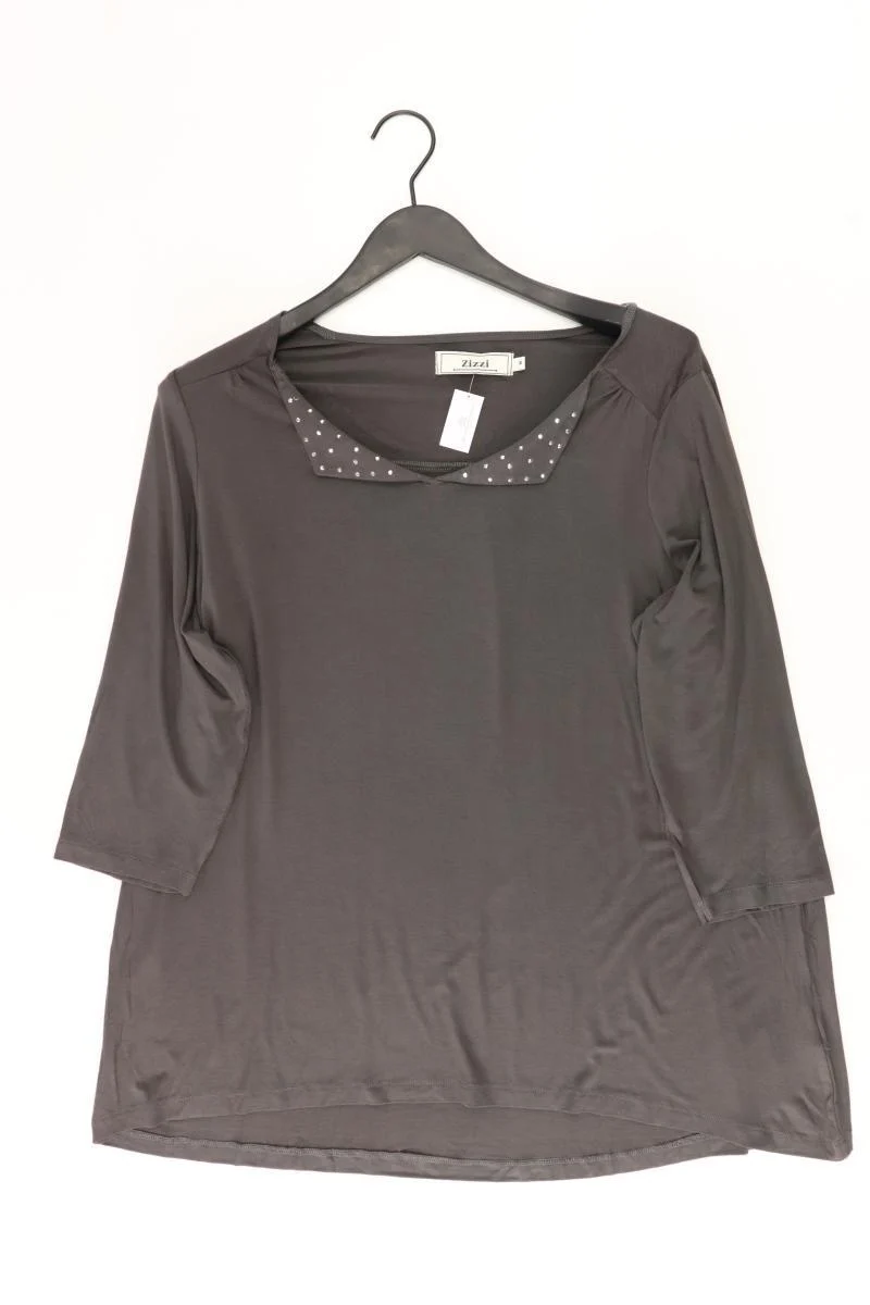 Zizzi Shirt mit V-Ausschnitt Gr. 46/48 3/4 Ärmel grau aus Viskose