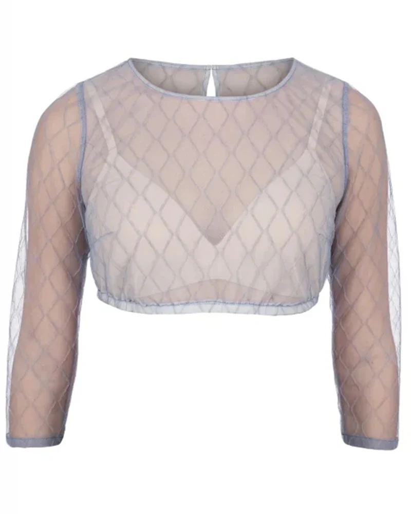 MarJo Spitzen Dirndlbluse "Inja-Dalida" 3/4 Arm 996300 | Taubenblau