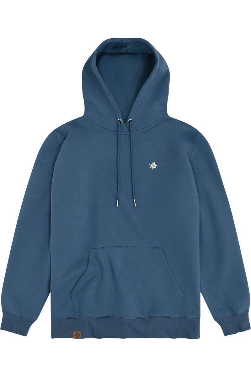 Herren Hoodie mit Edelweiß-Stickerei - stahlblau