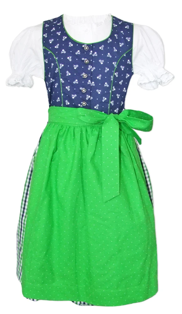 Isar-Trachten Kinder Dirndl "Kimberly" 3-tlg. mit Bluse 64155 | Blau Grün