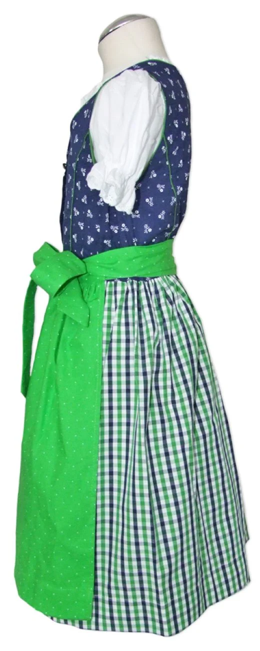 Isar-Trachten Kinder Dirndl "Kimberly" 3-tlg. mit Bluse 64155 | Blau Grün