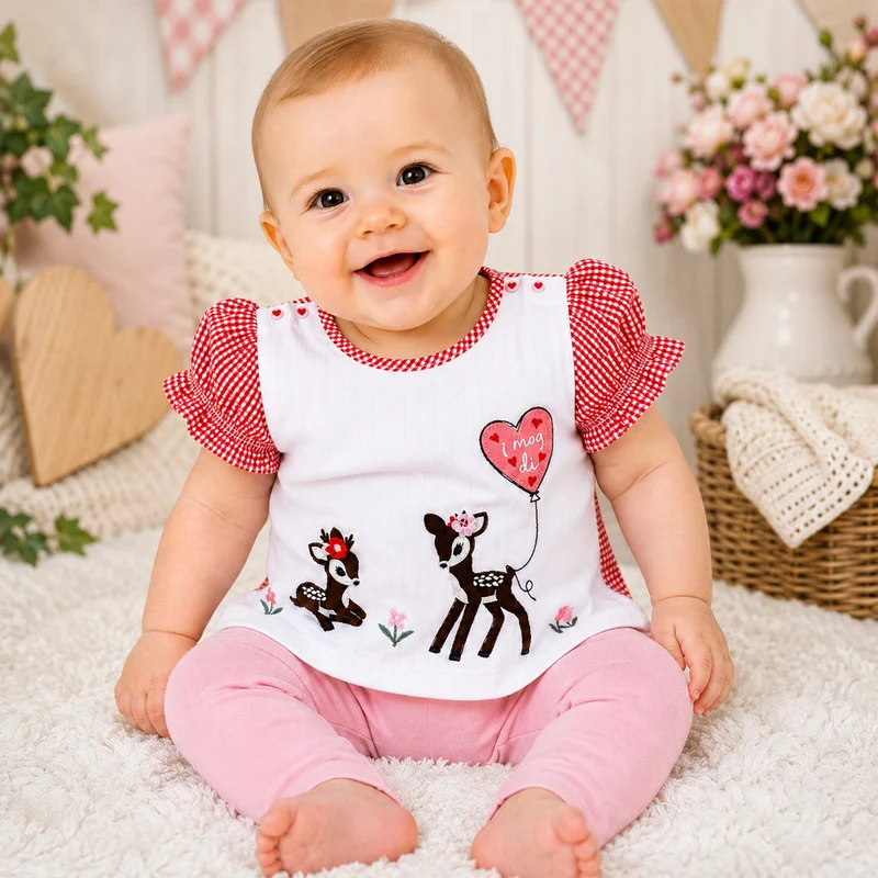 BONDI Baby Mädchen T-Shirt "Bambi" 86753 | Weiß Rot
