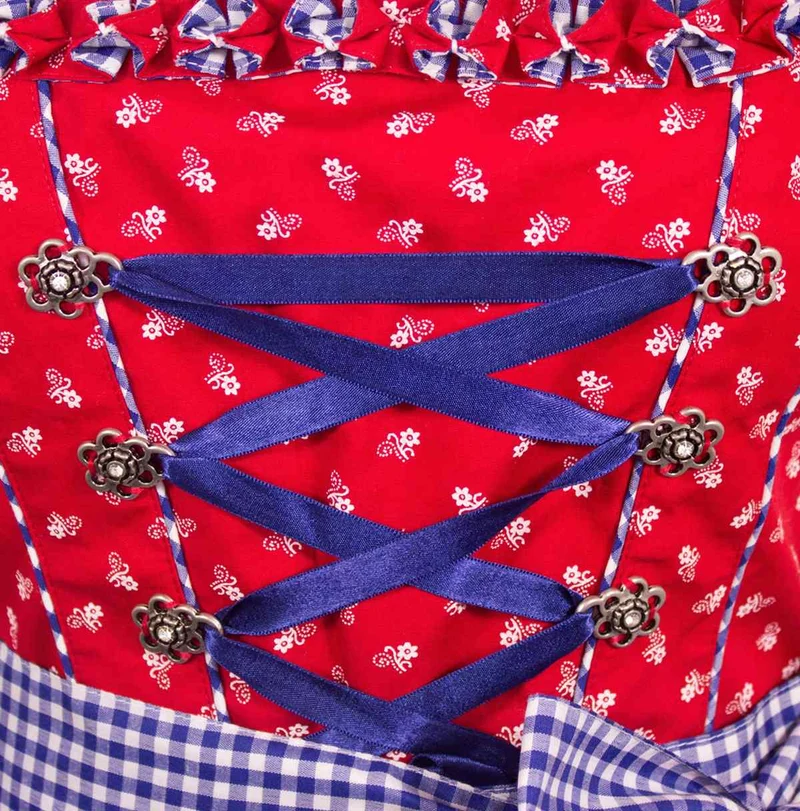 MADDOX Dirndl "Achensee" Traditionell | Rot Kobalt 55 cm