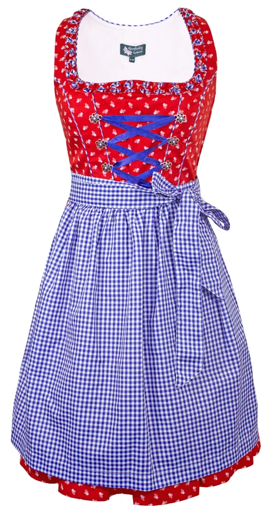 MADDOX Dirndl "Achensee" Traditionell | Rot Kobalt 55 cm