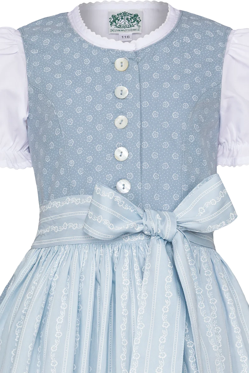 Kinderdirndl aus Baumwolle mit Bluse - hellblau