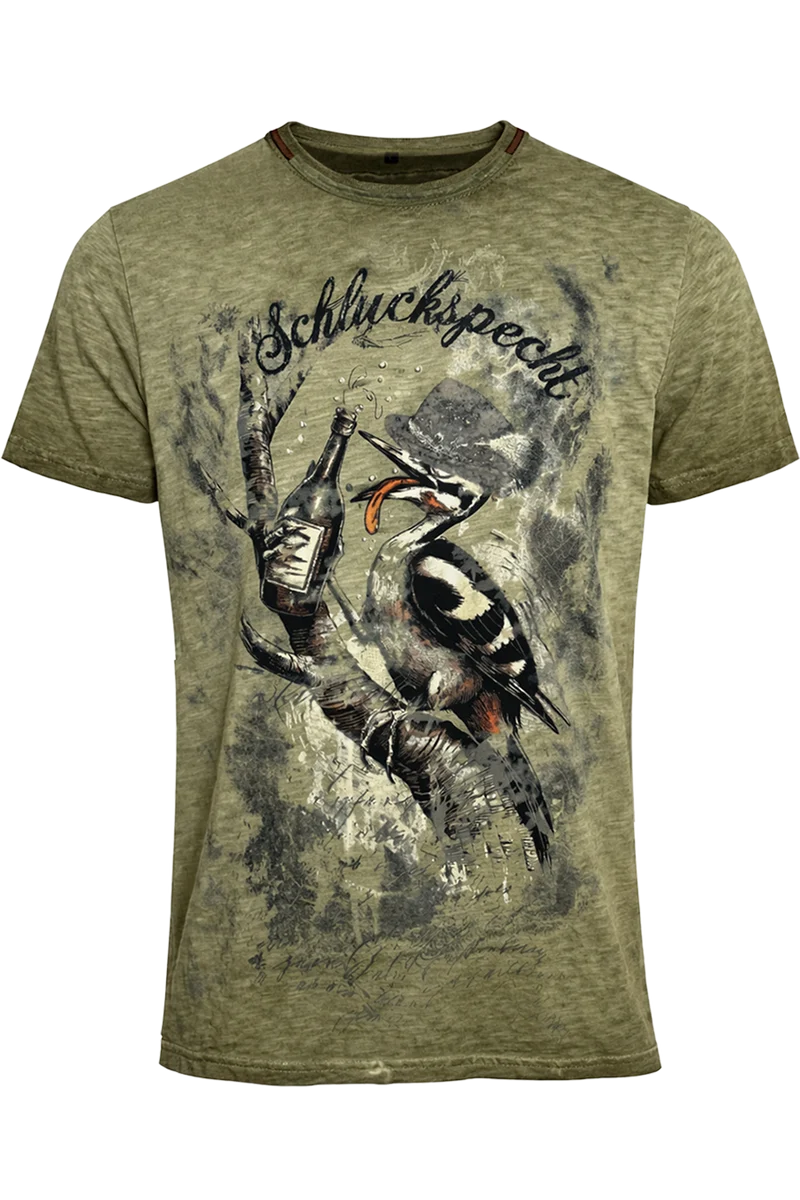 Herren T-Shirt mit Spechtmotiv 'Schluck Specht'