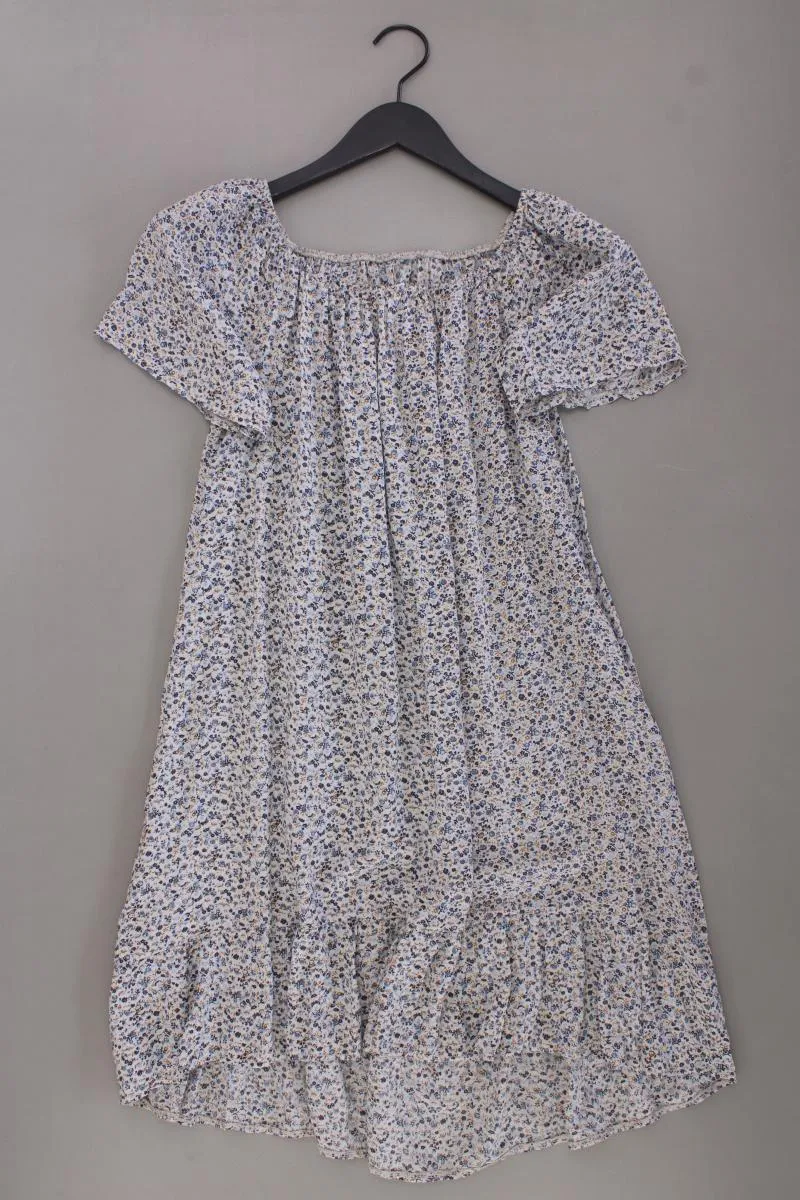 Kurzarmkleid Gr. M mit Blumenmuster mit Carmen-Ausschnitt blau