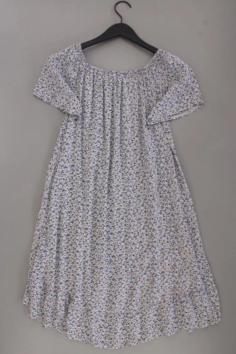 Kurzarmkleid Gr. M mit Blumenmuster mit Carmen-Ausschnitt blau