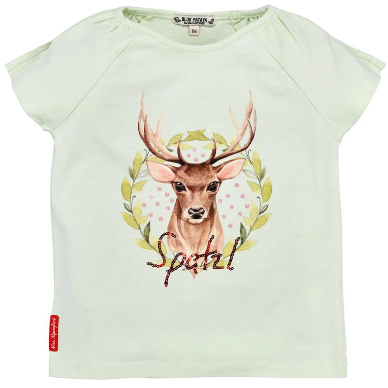 BONDI Mädchen T-Shirt "Spatzl" mit Hirschprint 26091 | Mint