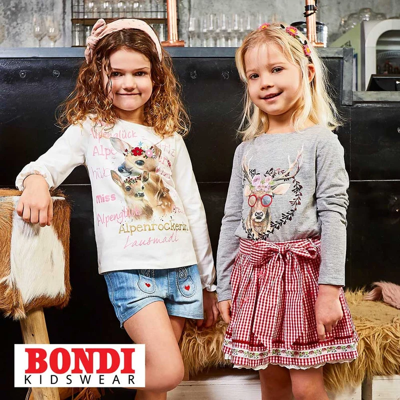 BONDI Mädchen T-Shirt "Spatzl" mit Hirschprint 26091 | Mint