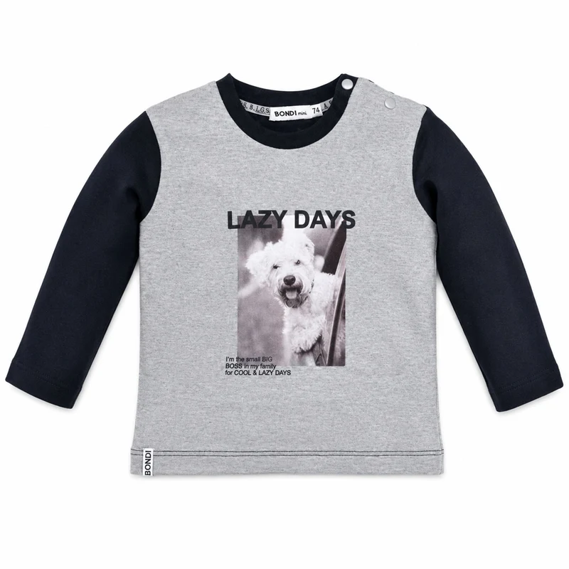 BONDI Jungen Langarmshirt "Lazy Days" 91562 | Grey Melange
