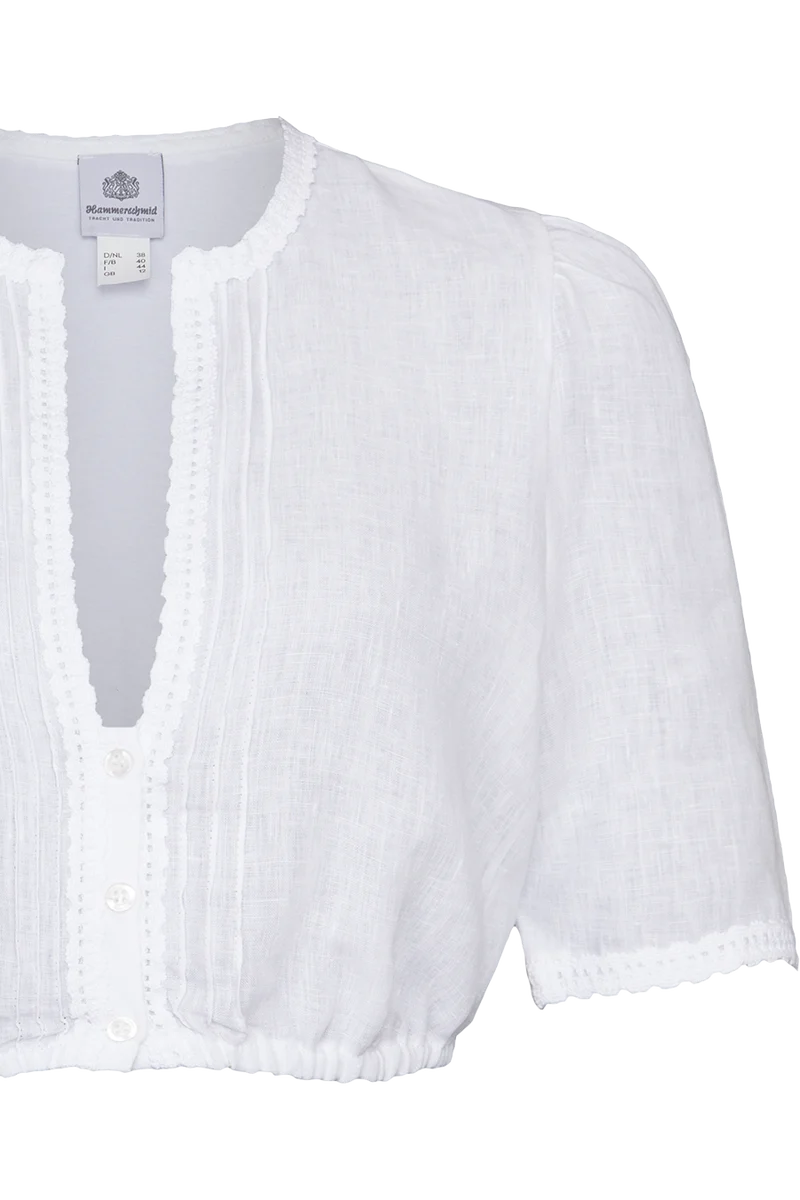Leinen-Dirndlbluse mit kurzen Ärmeln