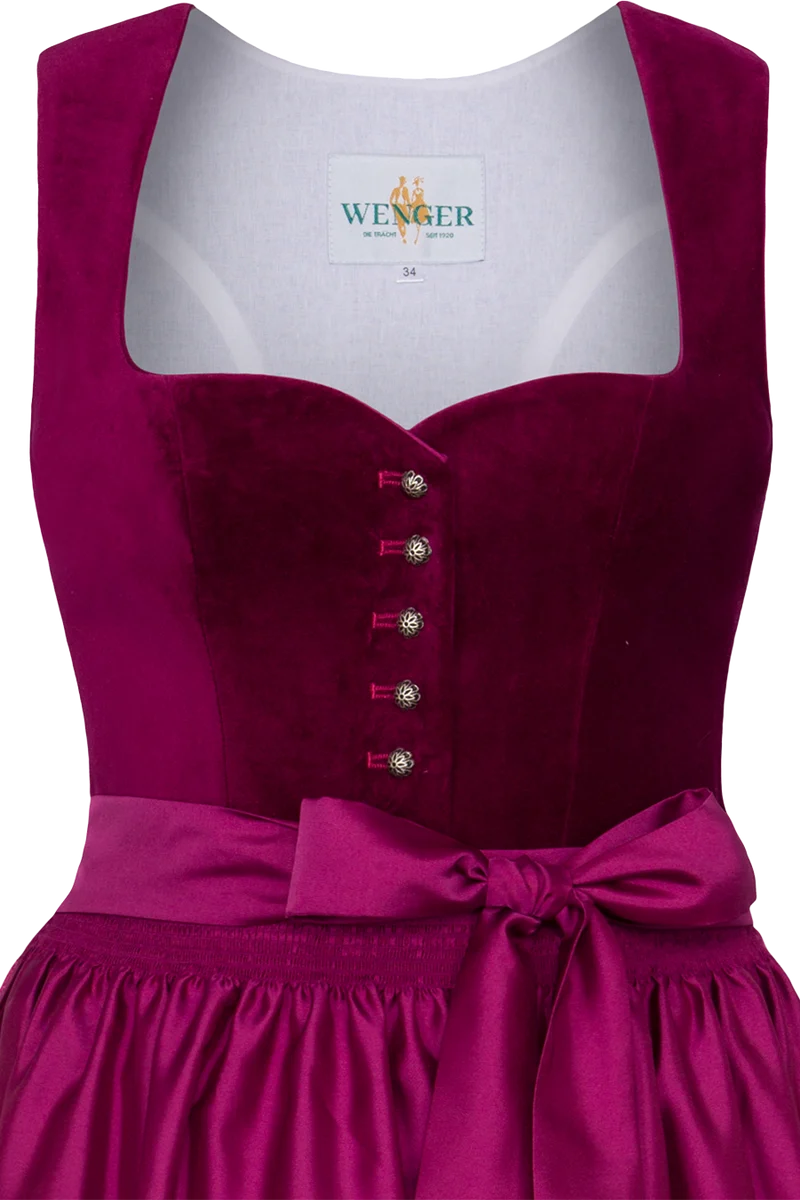 Midi-Samtdirndl mit Herzausschnitt