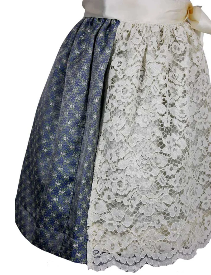 Isar-Trachten Kinder Dirndl "Sarah" 3-tlg. mit Bluse Spitzenschürze 63202 | Blau Creme