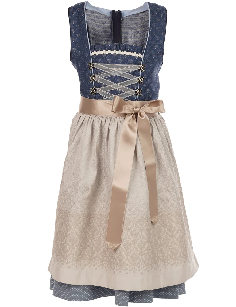 Isar-Trachten Jugend Dirndl "Marina" 44782 | Festlich Kinderkleid - Blau Silbergrau