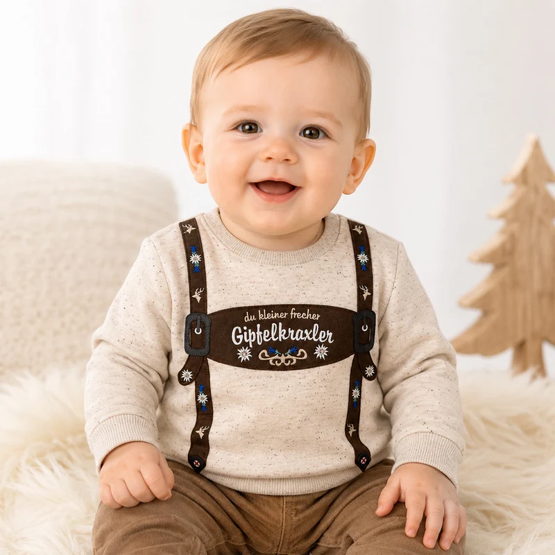 BONDI Jungen Sweatshirt "Gipfelkraxler" 91835 | Beige Melange