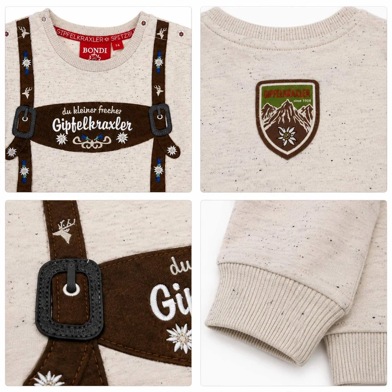 BONDI Jungen Sweatshirt "Gipfelkraxler" 91835 | Beige Melange