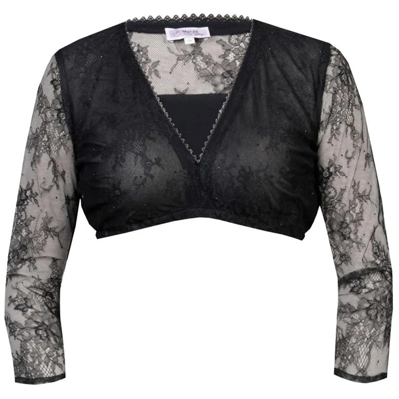 MarJo Dirndlbluse "Kosima-Doro" Halbarm Spitze | Schwarz