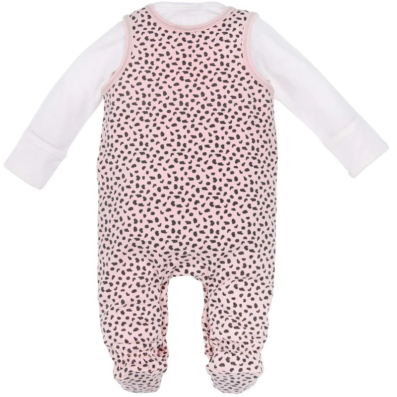 BONDI Baby Strampler "Kätzchen" mit Leoprint 93706 - Apricot / Schwarz | Babystrampelanzug