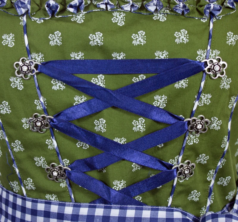 MADDOX Dirndl "Achensee" Traditionell | Olive Kobalt 55 cm