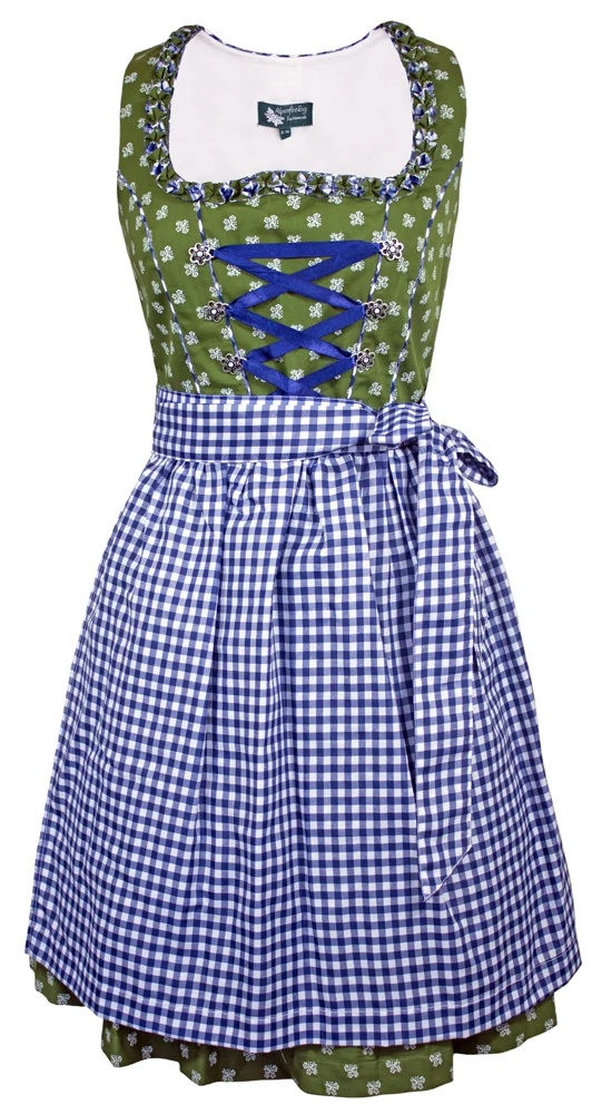 MADDOX Dirndl "Achensee" Traditionell | Olive Kobalt 55 cm