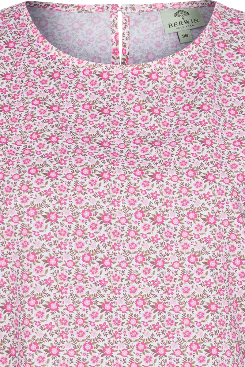 Damen Trachtenbluse ärmellos mit Blumenmuster