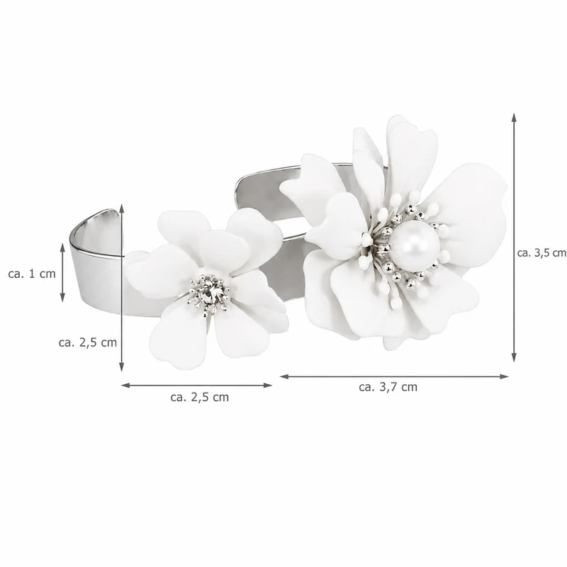 LUISIA® Armreif Armspange "Nelia" mit Blumen - 16 Karat vergoldet | Weiß