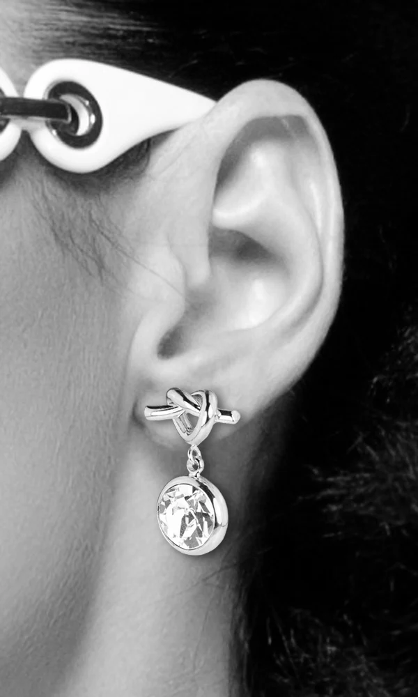 LUISIA® Ohrringe mit Knoten und Premium Kristall - Silber / Lotus Pink Delite