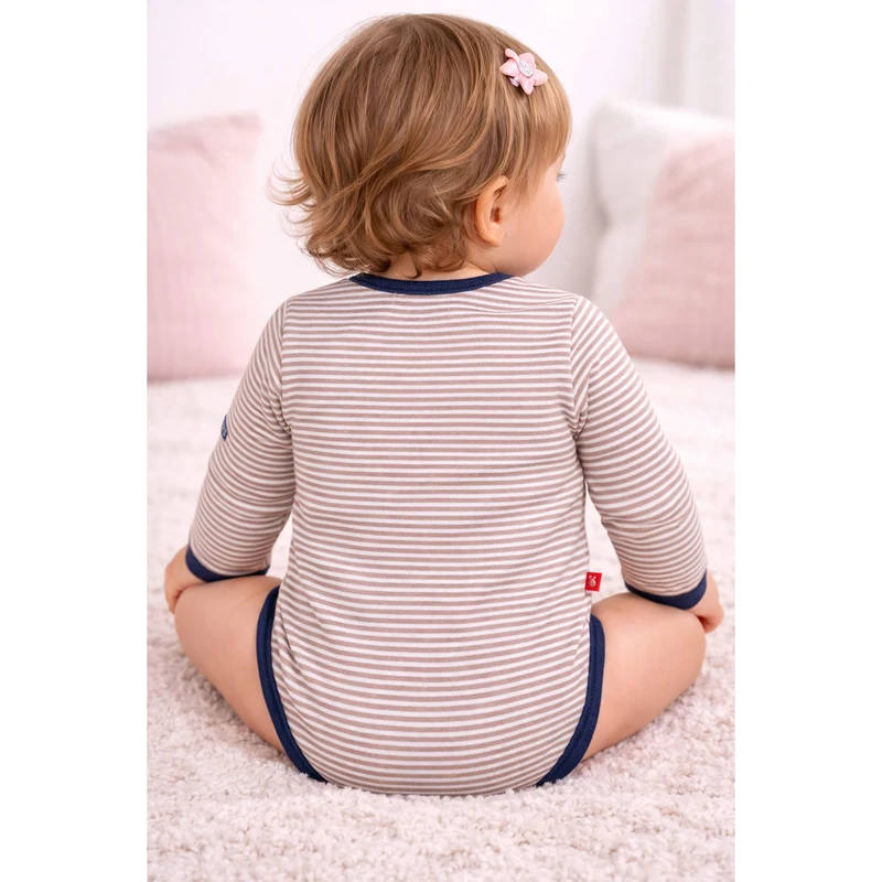 BONDI Baby Langarm Wickelbody "Bär" 93763 | Beige
