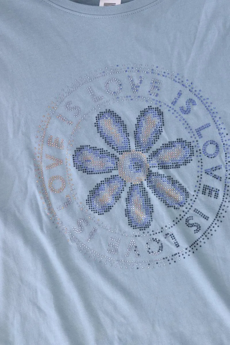 Via Appia T-Shirt Gr. 44 Kurzarm blau aus Baumwolle