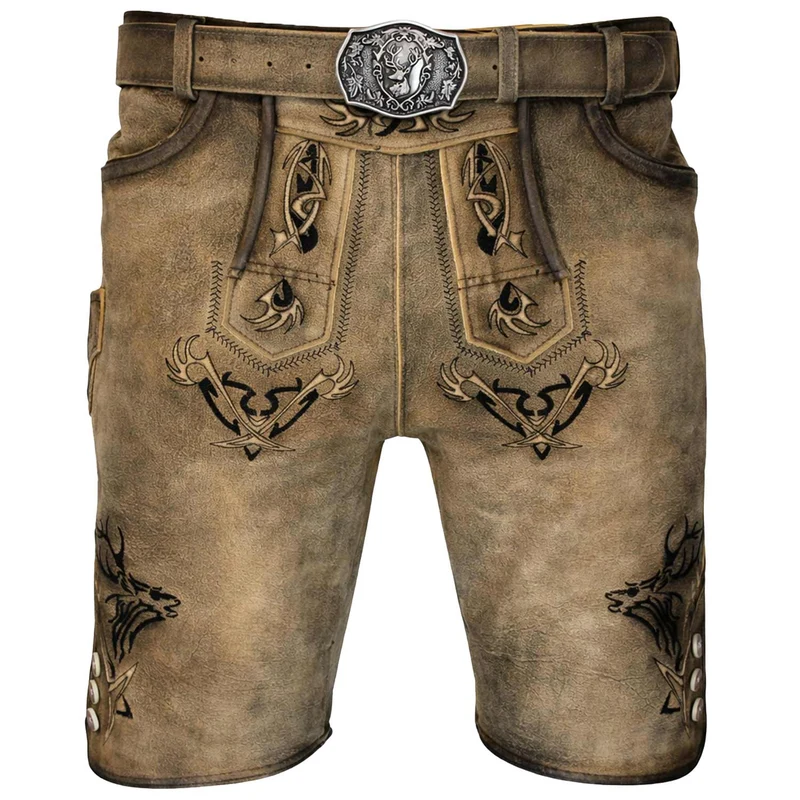 MADDOX Kurze Herren Lederhose "Felixsee" mit Gürtel | Antik H. Antik