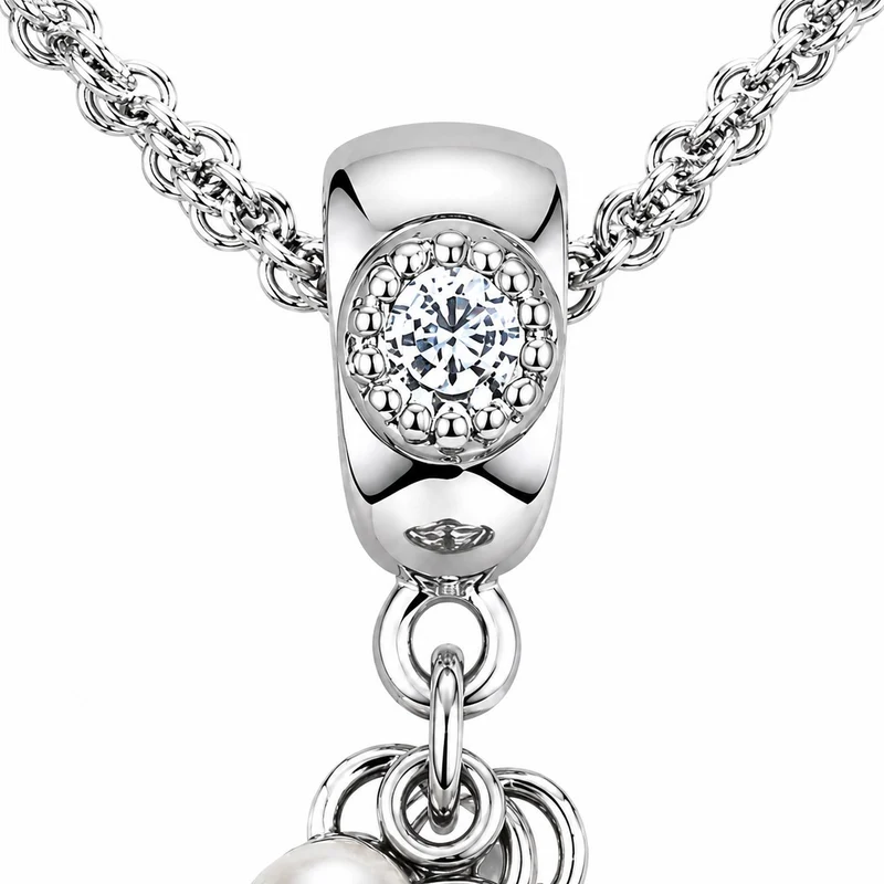 LUISIA® Doppelhalskette "Eichblatt" mit Kristallen von Swarovski® | Silber
