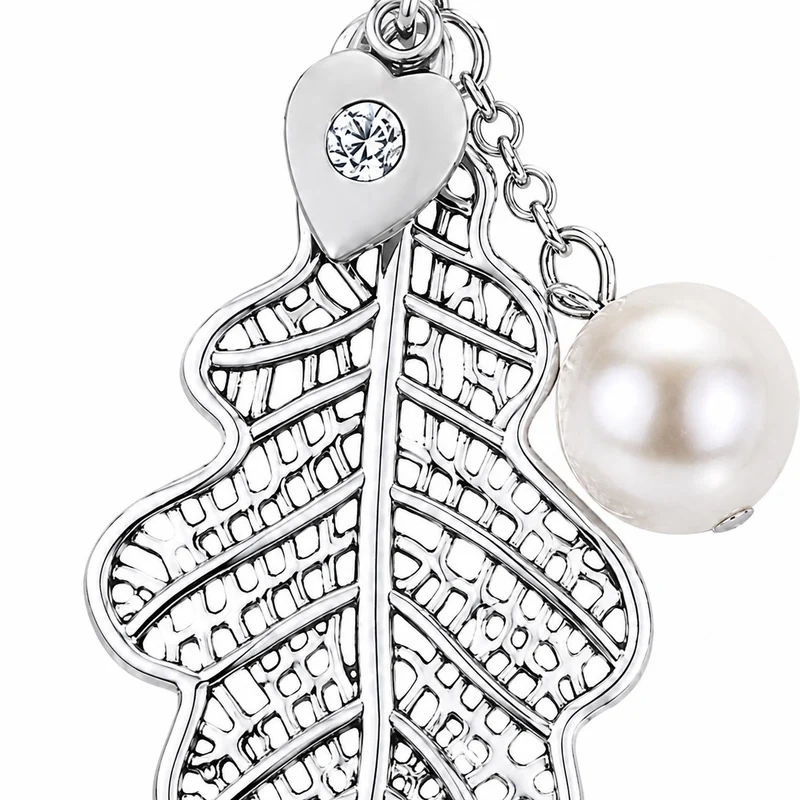LUISIA® Doppelhalskette "Eichblatt" mit Kristallen von Swarovski® | Silber
