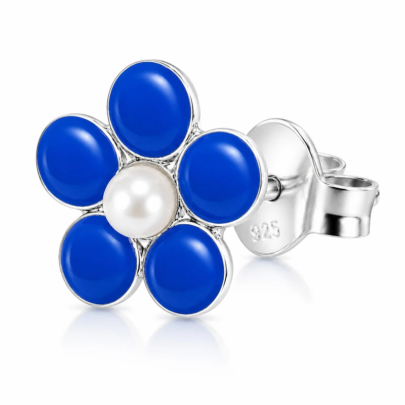 LUISIA® Ohrstecker "Blume" - 925 Sterling Silber | Blau