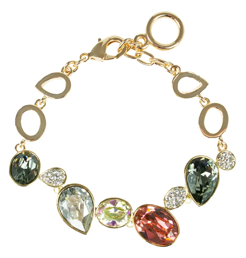 LUISIA® Goldenes Damen Armband mit farbigen Premium Kristallen
