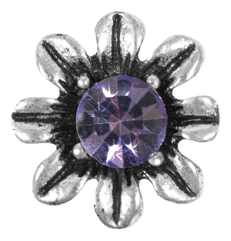 Silbernes Strass Armband mit Blüten - Lila