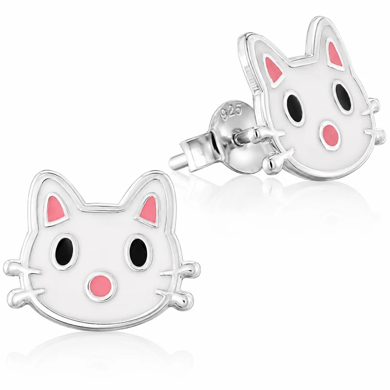 LUISIA® Ohrstecker Katze Kitty - 925 Sterling Silber