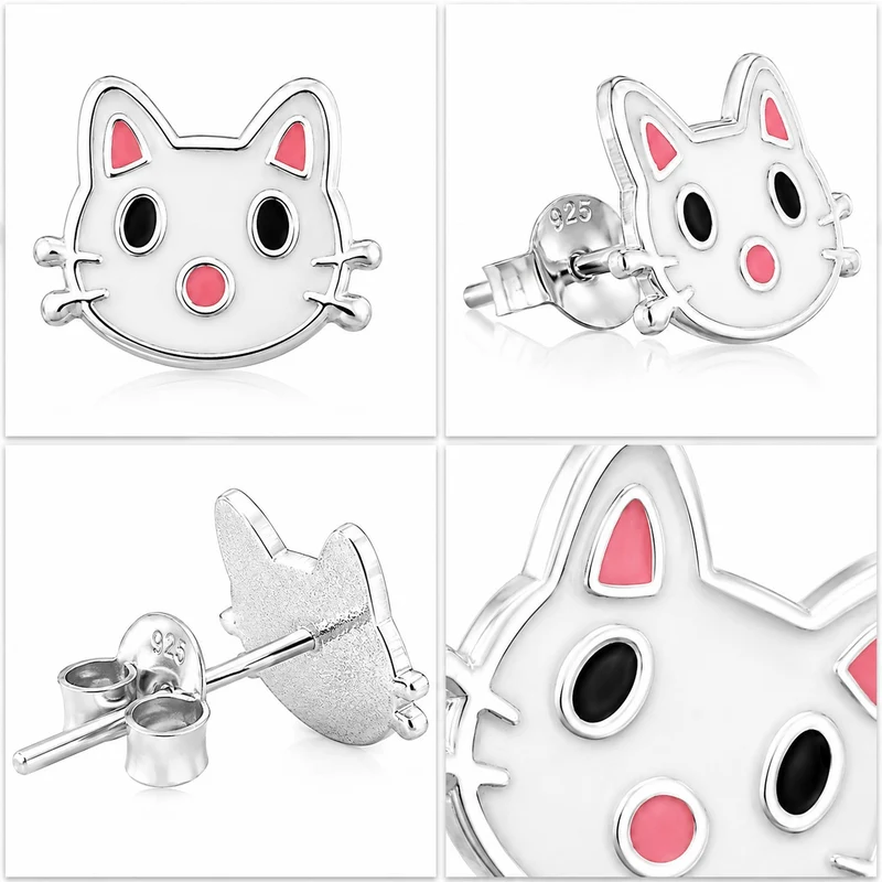LUISIA® Ohrstecker Katze Kitty - 925 Sterling Silber