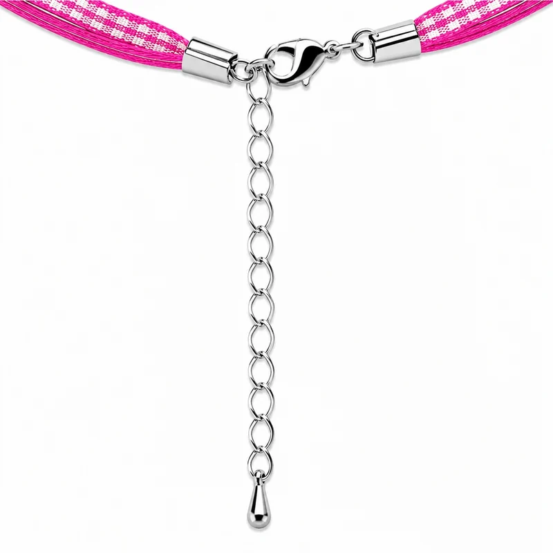 LUISIA® Kinder Halskette "Kariert mit Herz" mit Kristallen von Swarovski® | Pink