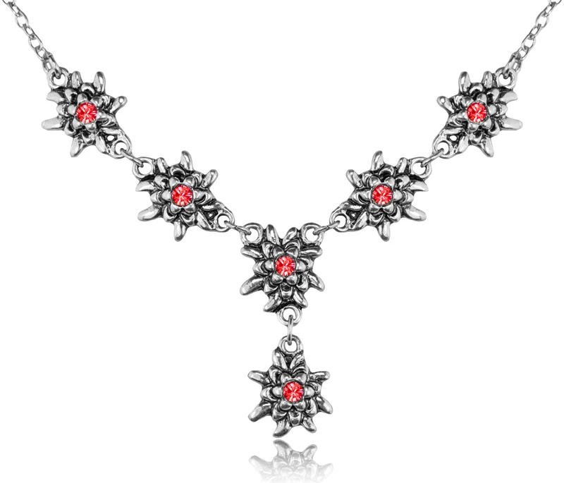 LUISIA® Edelweiß Collier "Emilia" mit Premium Kristallen | Light Siam / Rot