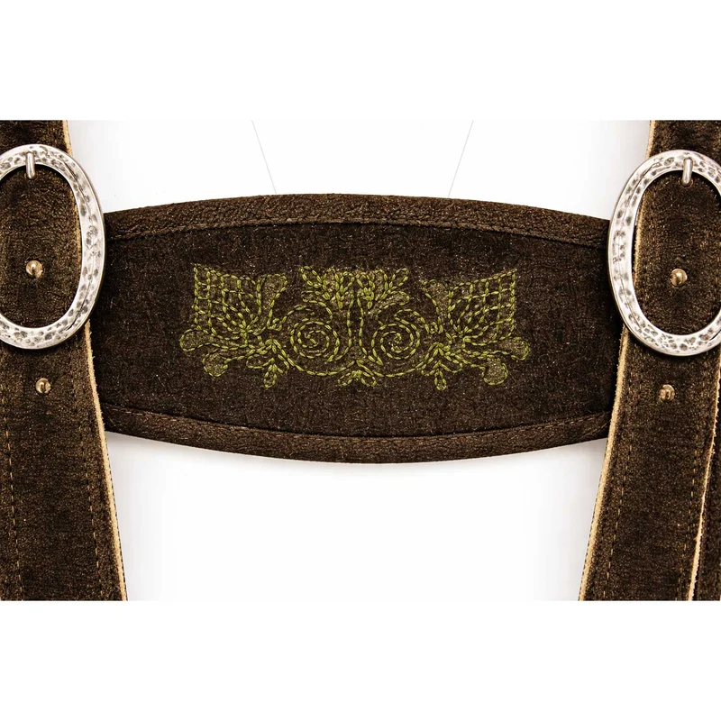 SCHWEIGERT´s Kurze Hirsch Lederhose Hector mit Träger - Moor Dunkelbraun | Exklusiv von MADDOX