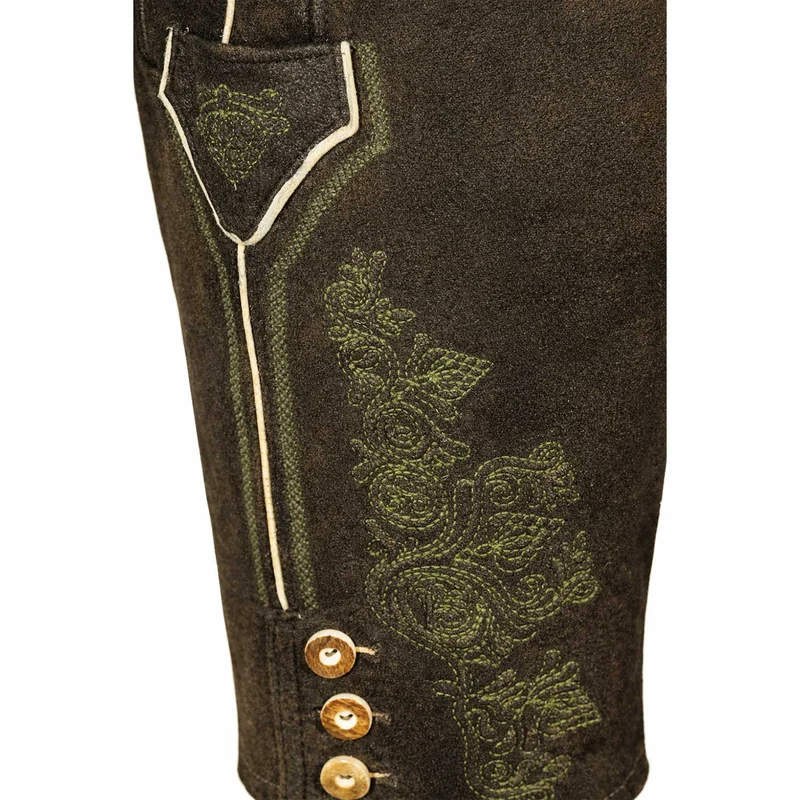 SCHWEIGERT´s Kurze Hirsch Lederhose Hector mit Träger - Moor Dunkelbraun | Exklusiv von MADDOX