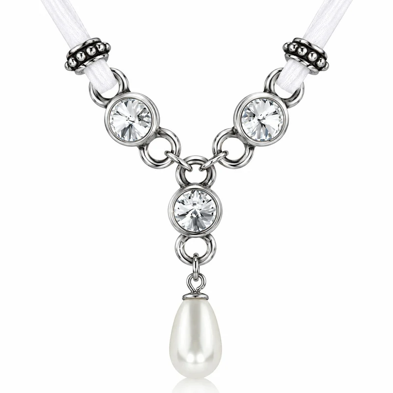 LUISIA® Halskette "Cami" mit Kristallen von Swarovski® und Perle | Weiß