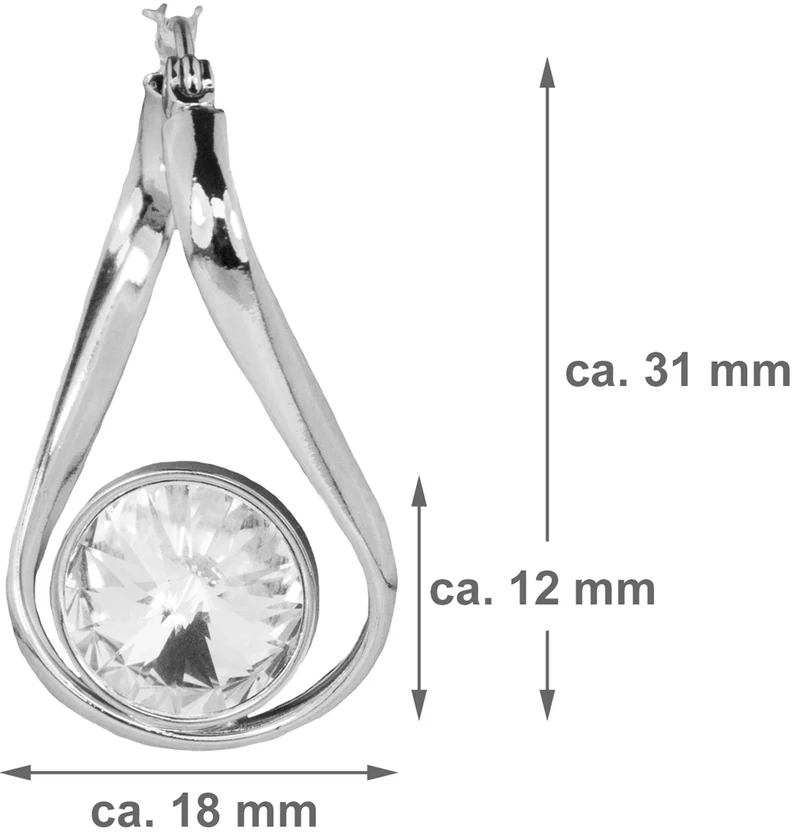 LUISIA® Geschwungene Ohrringe "Alea" mit Premium Kristall - Silber / Crystal