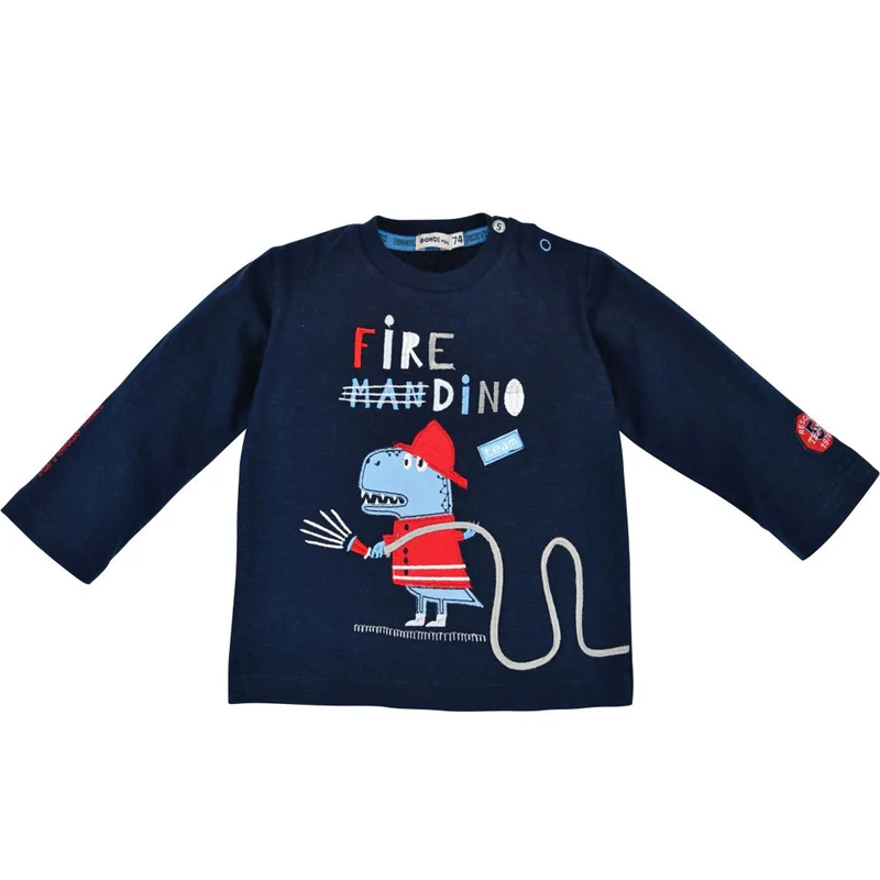 BONDI Baby Kinder Langarmshirt "Fire Dino" 91431 | Navy