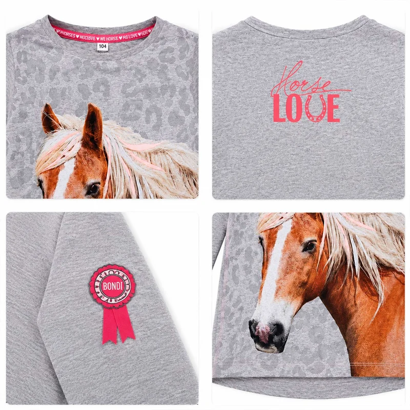 BONDI Langarmshirt "Pferdekopf" 36185 | Grau