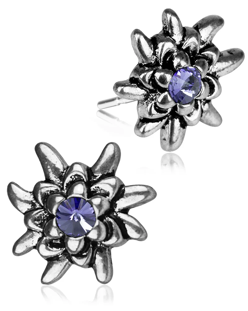 LUISIA® Edelweiß Ohrstecker "Emilia" mit Premium Kristallen | Lila / Tanzanite