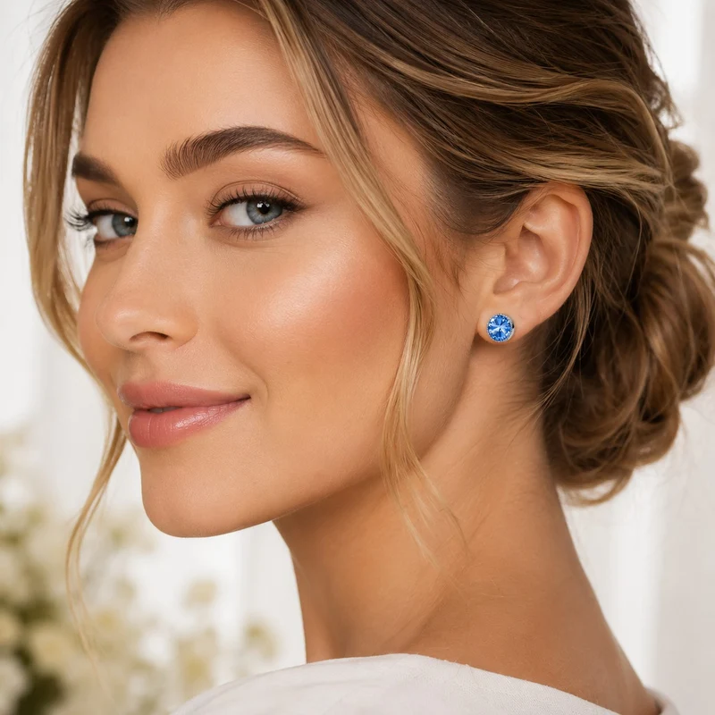 LUISIA® Solitär Ohrstecker "Joy" mit Kristallen von Swarovski® | Light Safir