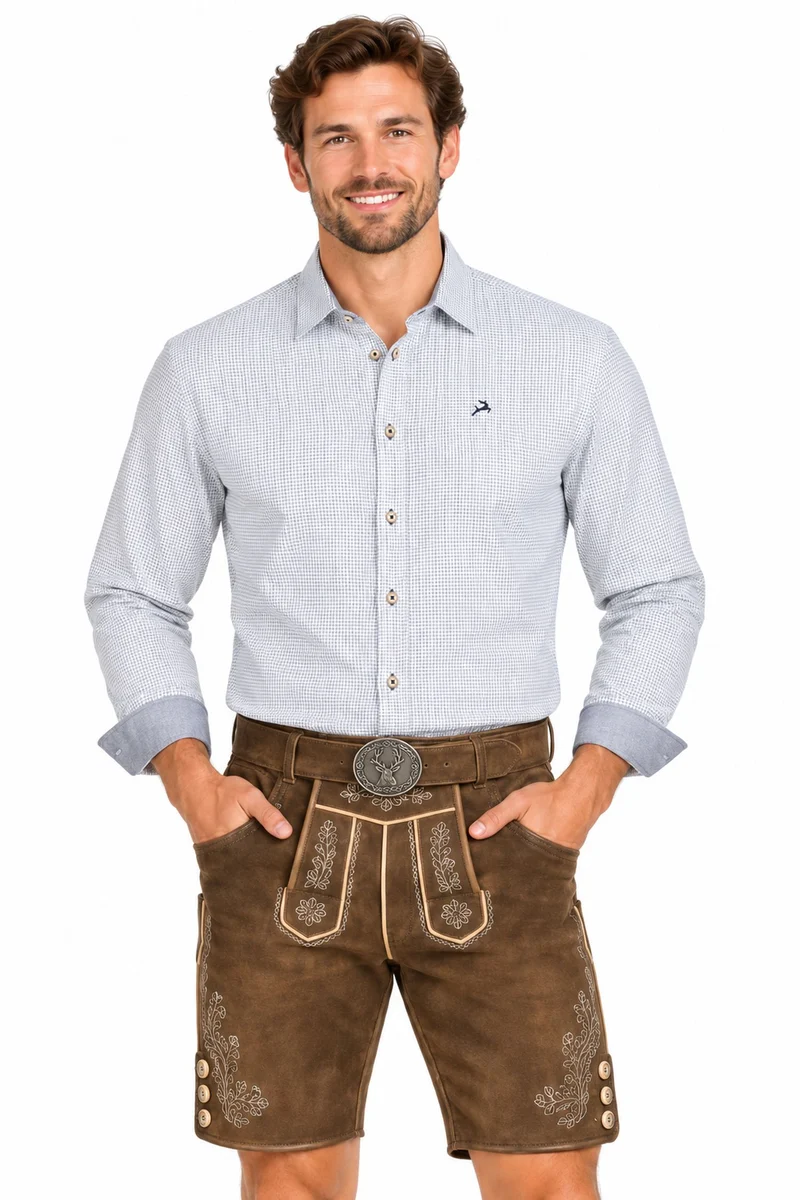 MADDOX Herren Trachtenhemd - Hemd-102 | Blau Grau