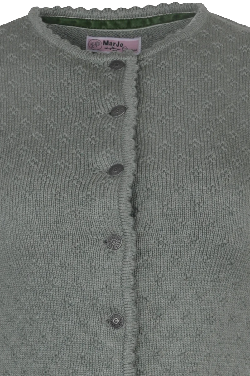 Damen Trachten-Strickjacke mit Blütenstruktur - salbei melange